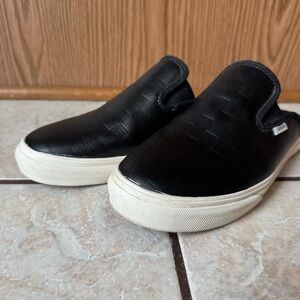 Vans Black and White Slip-On Mules
